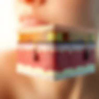 Illustration of skin layers demonstrating antioxidant effects