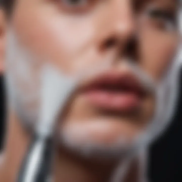 A close-up of a clear shaving gel being applied