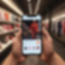 A smartphone displaying a vibrant fashion shopping app interface