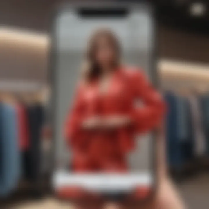 A close-up of stylish outfits displayed on a mobile app screen