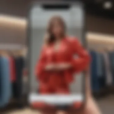 Stylish Outfits on Mobile App A close-up of stylish outfits displayed on a mobile app screen