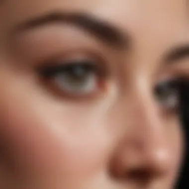 Close-up of the application technique for liquid magnetic eyelashes