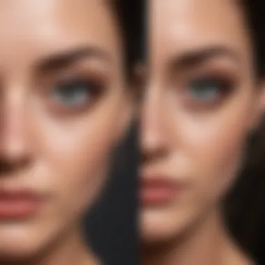 Transformation showcasing before and after using liquid magnetic eyelashes