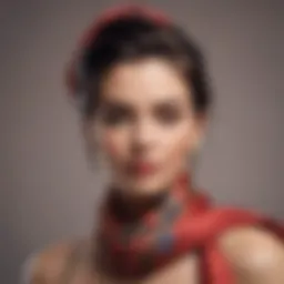 Elegant silk scarf styled in a fashionable hairdo