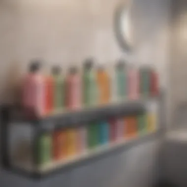 Array of sulfate-free shampoo products on a stylish bathroom shelf