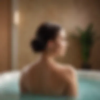 User applying sulfate-free shampoo in a luxurious spa setting