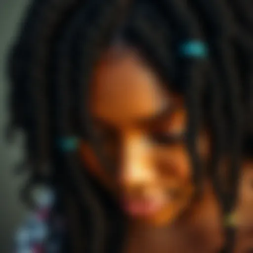 Intricately Designed Crochet Braids Close-up of crochet braids showcasing intricate patterns with curly hair