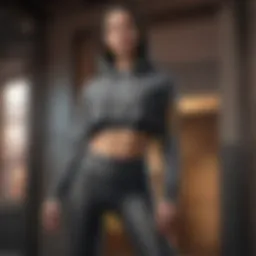 Stylish athleisure outfit featuring a cropped hoodie and high-waisted leggings