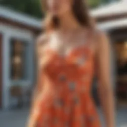 A colorful sundress displayed in a bright outdoor setting