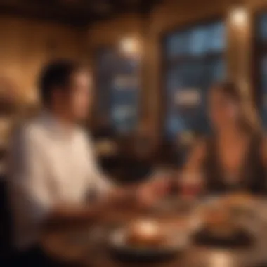 A couple enjoying a candlelit dinner at a cozy restaurant