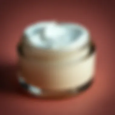 Close-up of a firming cream jar with a smooth texture
