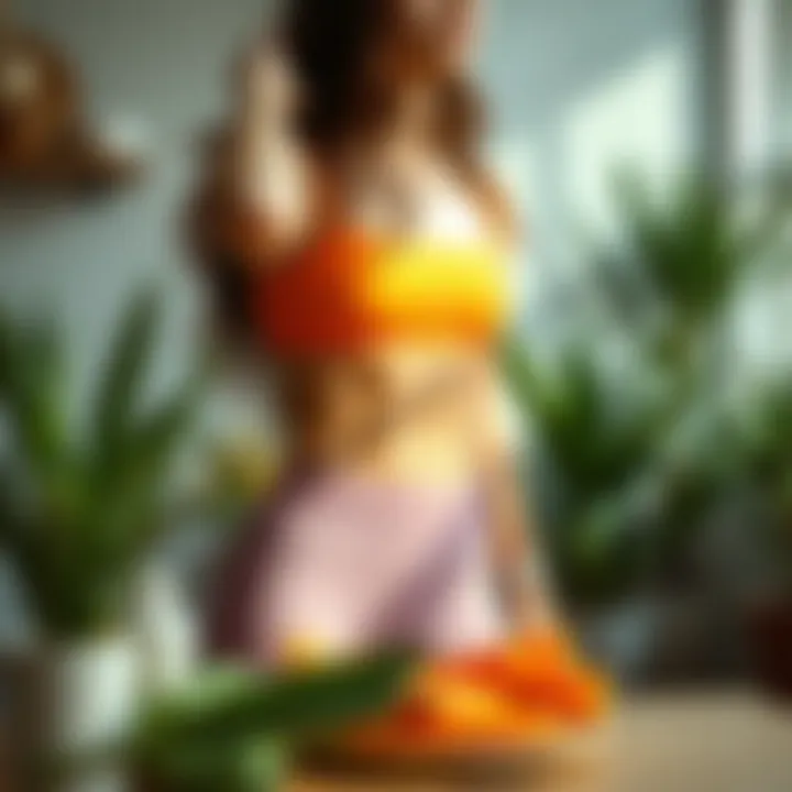 A vibrant lifestyle scene showcasing healthy eating and exercise