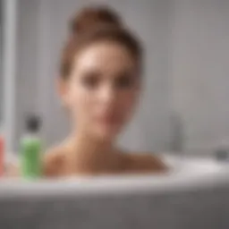 A serene bathroom setting showcasing various skin wash products tailored for acne treatment