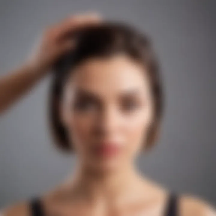 A dermatologist examining a scalp to understand hair density.
