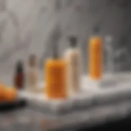 Elegant display of hot body wax kits on a marble countertop