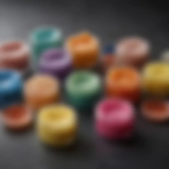 Close-up of various wax types arranged aesthetically