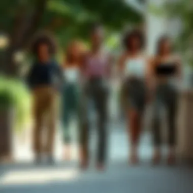 Inclusivity in Fashion Diverse body types wearing high-waist khaki pants