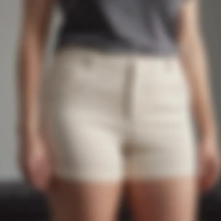 Close-up of design features in Everlane Curvy Shorts