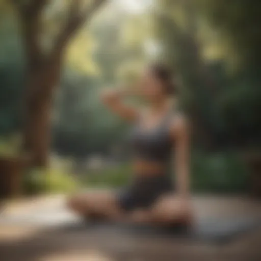 Serene yoga practice in a tranquil outdoor setting