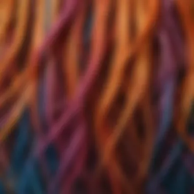 Close-up of colorful hair strands after application