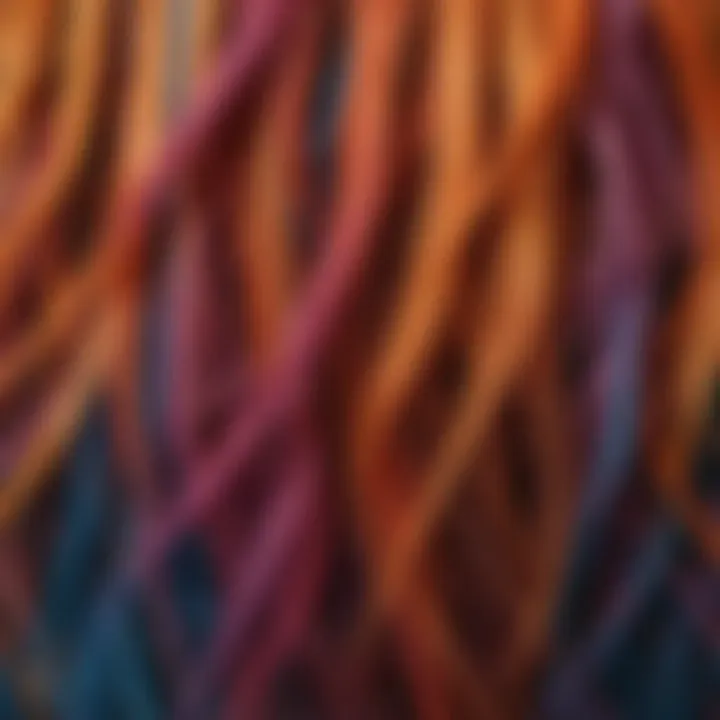 Close-up of colorful hair strands after application