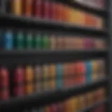Vibrant temporary hair color options displayed on a shelf