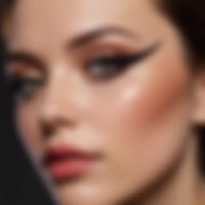 Artistic representation of a makeup artist applying graphic eyeliner