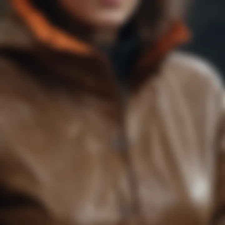 Close-up of the craftsmanship on a Hunter rain jacket