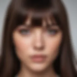 Close-up of a person with stylish bangs framing their face