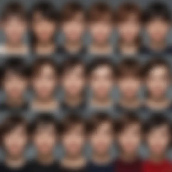 Diverse hairstyles showcasing various bang styles on different face shapes