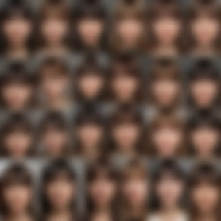 Historical trends in bangs through the decades displayed in a collage