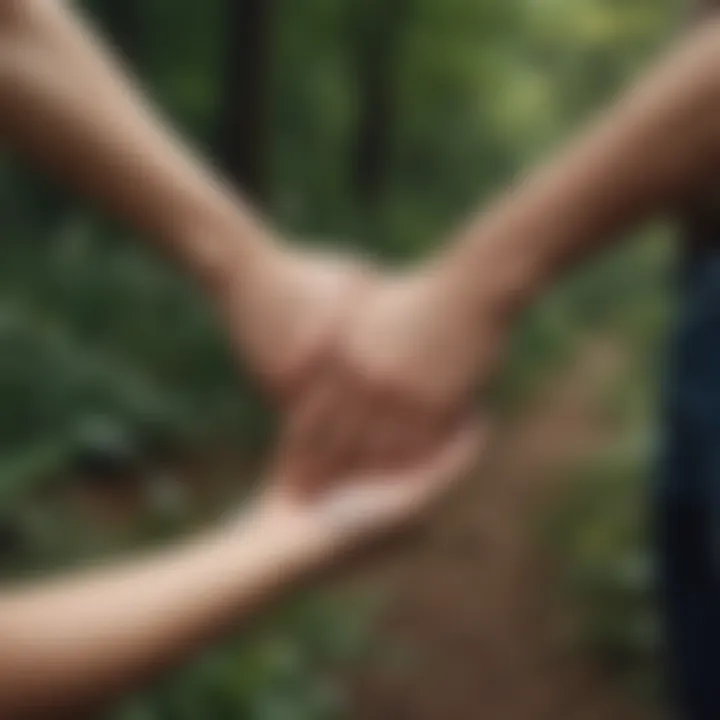 Couple exploring nature hand in hand
