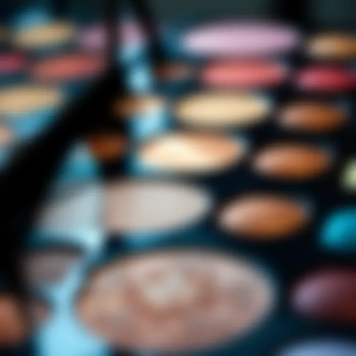 Close-up of a luxury eyeshadow palette with intricate designs