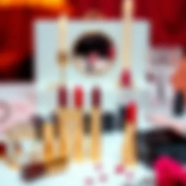 Elegant Occasion Setting An elegant setting with lipstick tubes and accessories, perfect for a special occasion