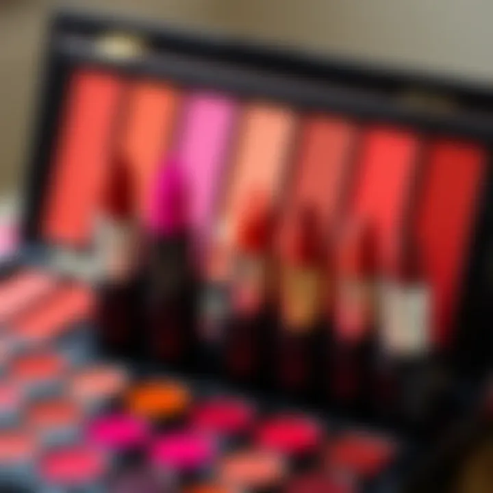Inclusive Lipstick Palette A palette of lipsticks suitable for various skin tones, emphasizing inclusivity