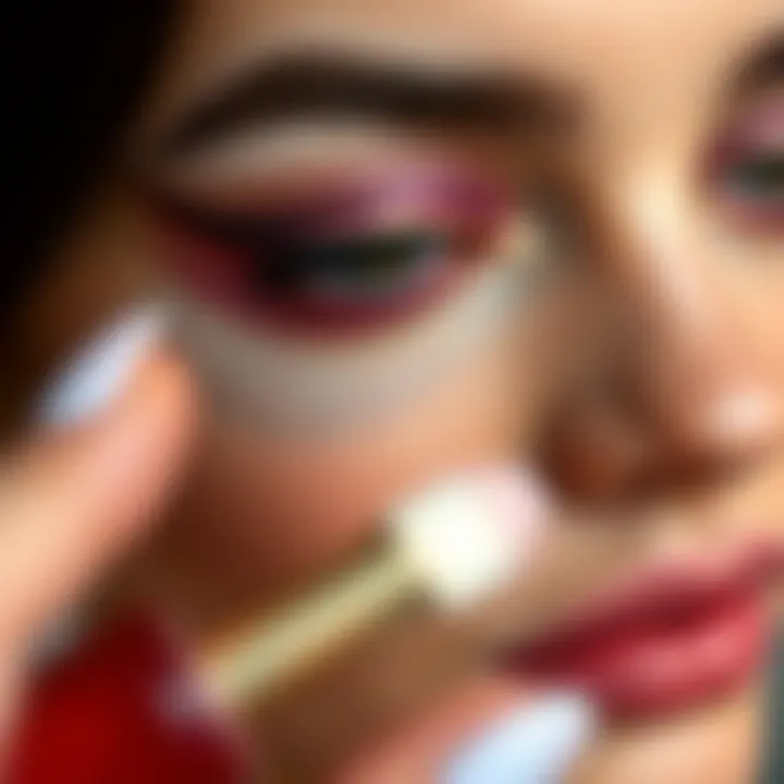 Close-Up of Liquid Glitter Eyeshadow on Model Close-up of a model wearing liquid glitter eyeshadow