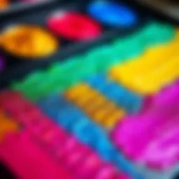 Vibrant liquid glitter eyeshadow swatches on a palette