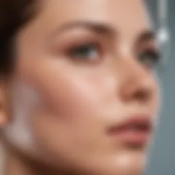 Close-up of microneedling device on skin