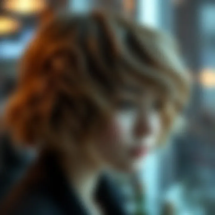 Textured and Layered Haircut A close-up of a fashionable haircut showcasing texture and layers