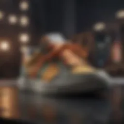 A close-up of trendy sneakers showcasing innovative designs and materials.