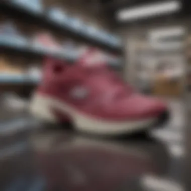 Skechers shoes in a retail environment with sale tags