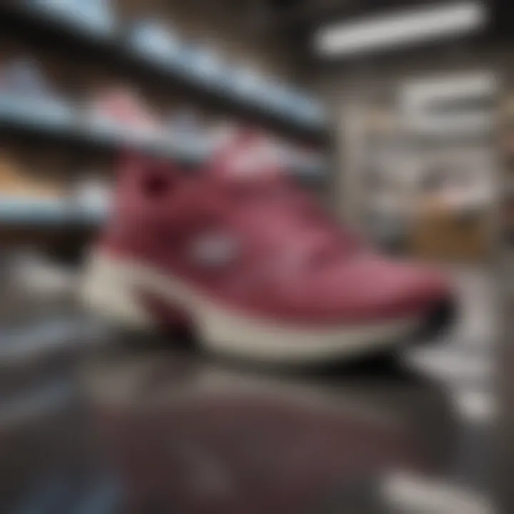 Skechers shoes in a retail environment with sale tags