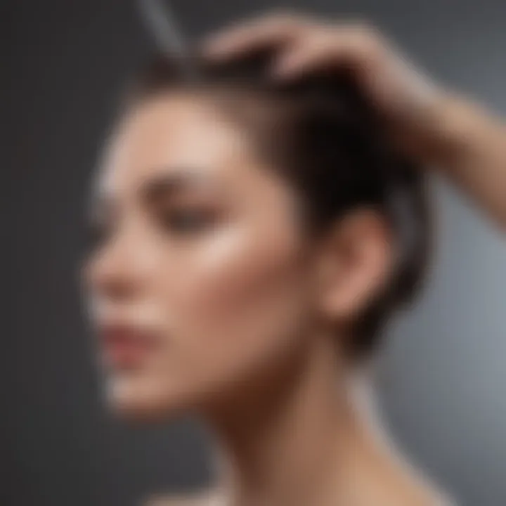 A dropper dispensing oil onto a scalp