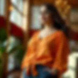 Elegant plus size linen top in vibrant color