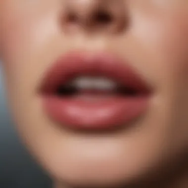 Close-up of Rare Beauty lipstick texture highlighting its smooth application.