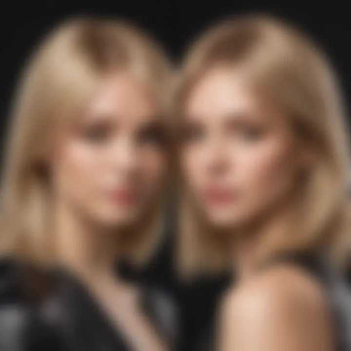Before and after transformation showcasing Redken blonde color results
