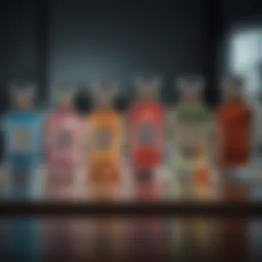 A beautifully arranged display of various Replica Eau de Toilette bottles showcasing their unique designs.