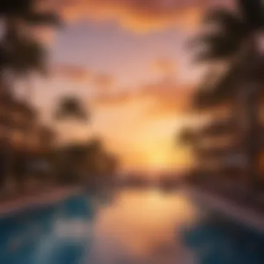 Stunning Sunset over Rincon Luxury Resort A stunning sunset view over a luxurious resort in Rincon