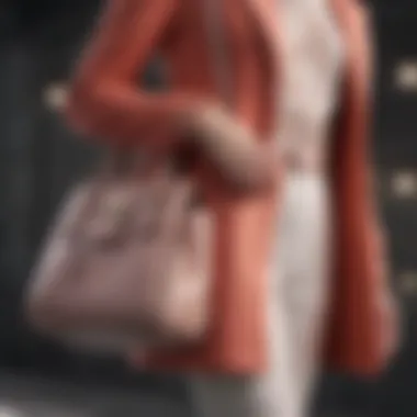 Fashionable outfit coordinated with a spring handbag