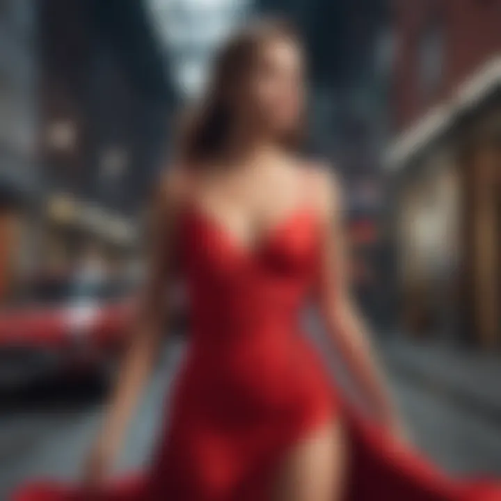 A powerful promotional campaign featuring the red dress